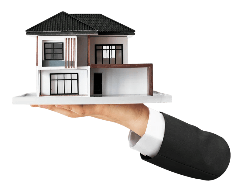 Hand presenting a model home